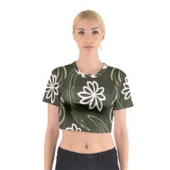 Folk Flowers Print Floral Pattern Ethnic Art Cotton Crop Top by Eskimos