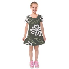 Folk Flowers Print Floral Pattern Ethnic Art Kids  Short Sleeve Velvet Dress by Eskimos