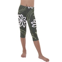 Folk Flowers Print Floral Pattern Ethnic Art Kids  Lightweight Velour Capri Leggings  by Eskimos