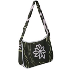 Folk Flowers Print Floral Pattern Ethnic Art Zip Up Shoulder Bag by Eskimos