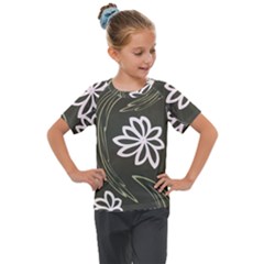 Folk Flowers Print Floral Pattern Ethnic Art Kids  Mesh Piece Tee