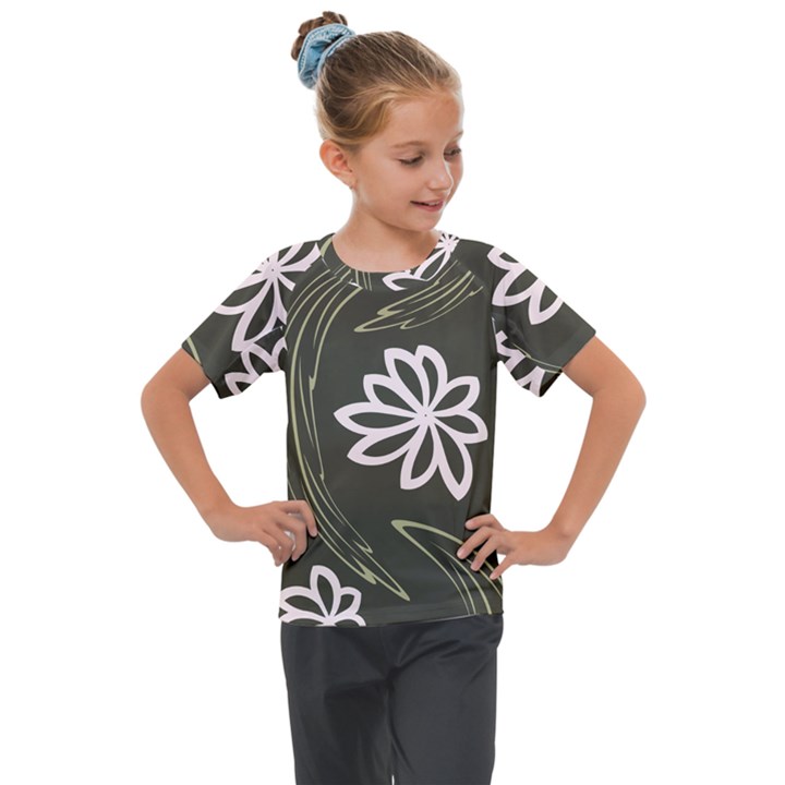 Folk flowers print Floral pattern Ethnic art Kids  Mesh Piece Tee