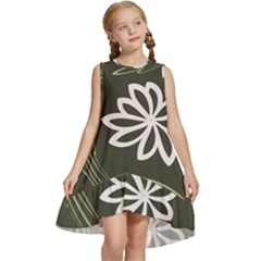 Folk Flowers Print Floral Pattern Ethnic Art Kids  Frill Swing Dress by Eskimos