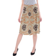 Folk Flowers Print Floral Pattern Ethnic Art Midi Beach Skirt by Eskimos