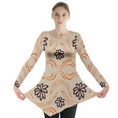 Folk Flowers Print Floral Pattern Ethnic Art Long Sleeve Tunic  by Eskimos