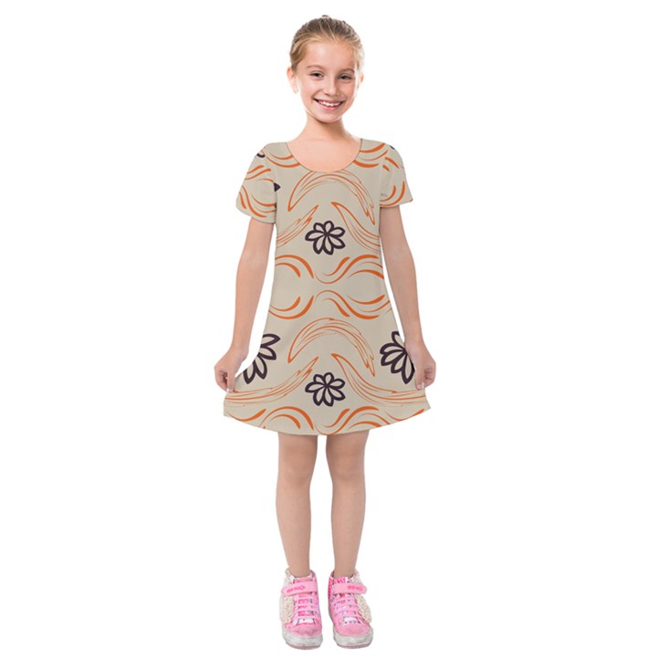 Folk flowers print Floral pattern Ethnic art Kids  Short Sleeve Velvet Dress