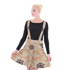 Folk Flowers Print Floral Pattern Ethnic Art Suspender Skater Skirt by Eskimos