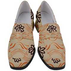 Folk Flowers Print Floral Pattern Ethnic Art Women s Chunky Heel Loafers by Eskimos