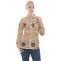 Folk flowers print Floral pattern Ethnic art Women s Long Sleeve Pocket Shirt View1