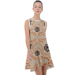 Folk Flowers Print Floral Pattern Ethnic Art Frill Swing Dress by Eskimos