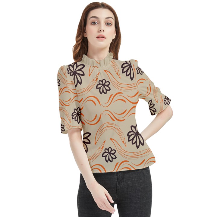 Folk flowers print Floral pattern Ethnic art Frill Neck Blouse