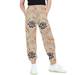 Folk Flowers Print Floral Pattern Ethnic Art Kids  Elastic Waist Pants