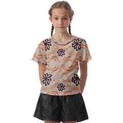 Folk Flowers Print Floral Pattern Ethnic Art Kids  Front Cut Tee