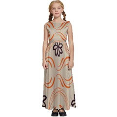 Folk Flowers Print Floral Pattern Ethnic Art Kids  Satin Sleeveless Maxi Dress