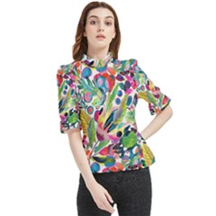 Floral Frill Neck Blouse