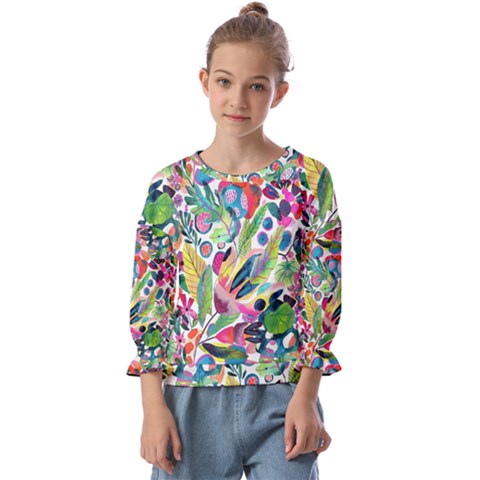 Floral Kids  Cuff Sleeve Top by Sparkle