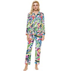 Floral Womens  Long Sleeve Velvet Pocket Pajamas Set