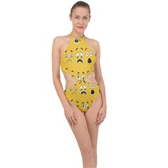 Emojis Halter Side Cut Swimsuit by Sparkle