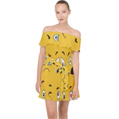 Emojis Off Shoulder Chiffon Dress by Sparkle