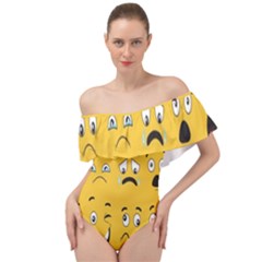 Emojis Off Shoulder Velour Bodysuit  by Sparkle