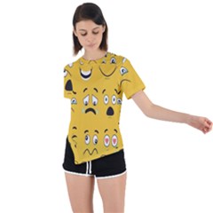 Emojis Asymmetrical Short Sleeve Sports Tee by Sparkle