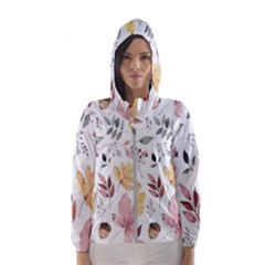 Flowers Pattern Women s Hooded Windbreaker