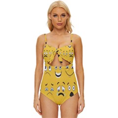 Emojis Knot Front One-piece Swimsuit