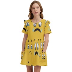 Emojis Kids  Frilly Sleeves Pocket Dress by Sparkle