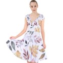 Flowers Pattern Cap Sleeve Front Wrap Midi Dress View1