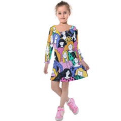 Women Kids  Long Sleeve Velvet Dress by Sparkle