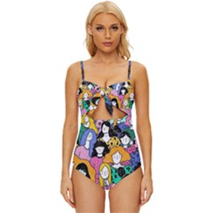 Women Knot Front One-piece Swimsuit