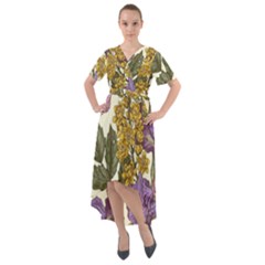 Spring Floral Front Wrap High Low Dress