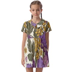 Spring Floral Kids  Asymmetric Collar Dress