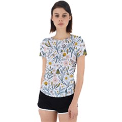 Floral Back Cut Out Sport Tee by Sparkle