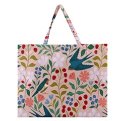 Floral Zipper Large Tote Bag by Sparkle