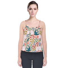 Floral Velvet Spaghetti Strap Top by Sparkle