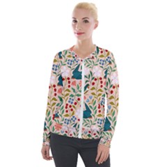 Floral Velvet Zip Up Jacket by Sparkle