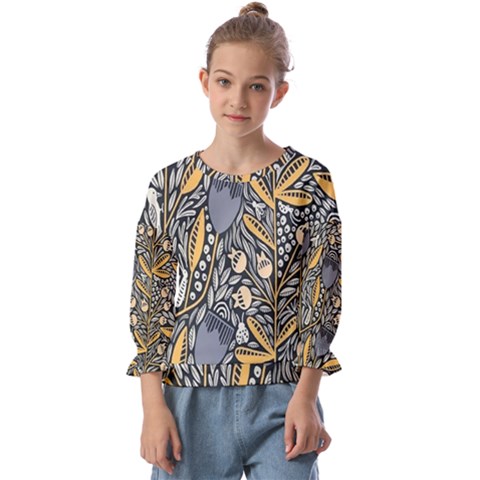 Floral Kids  Cuff Sleeve Top by Sparkle