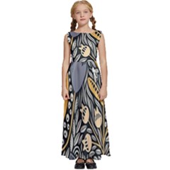 Floral Kids  Satin Sleeveless Maxi Dress