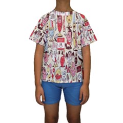 Retro Food Kids  Short Sleeve Swimwear by Sparkle