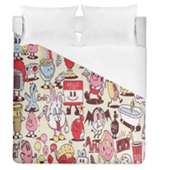 Retro Food Duvet Cover (queen Size) by Sparkle