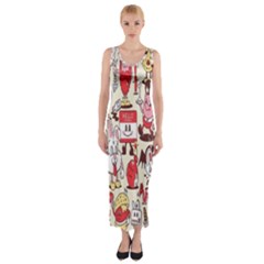 Retro Food Fitted Maxi Dress by Sparkle