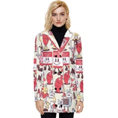 Retro Food Button Up Hooded Coat 