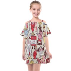 Retro Food Kids  One Piece Chiffon Dress by Sparkle