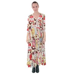 Retro Food Button Up Maxi Dress by Sparkle