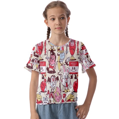 Retro Food Kids  Cuff Sleeve Scrunch Bottom Tee by Sparkle