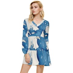 Floral Tiered Long Sleeve Mini Dress