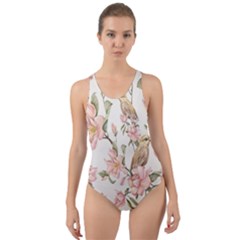 Floral Cut-out Back One Piece Swimsuit by Sparkle