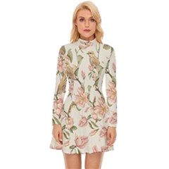 Floral Long Sleeve Velour Longline Dress