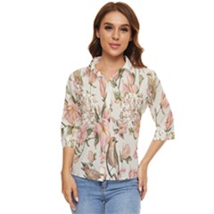 Floral Women s Quarter Sleeve Pocket Shirt